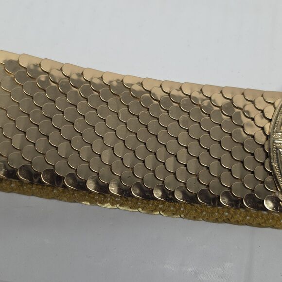 Vintage 80s Gold Tone Metal Scale Stretch Belt Womens Sz XS/S Retro Disco Boho main image 10